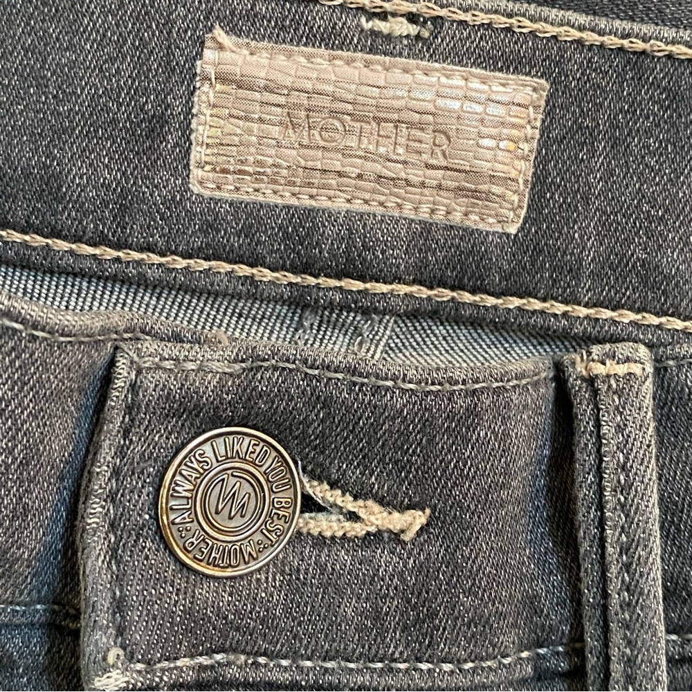 Mother gray black fan the flames insider ankle frey high waisted flare crop jean - Picture 11 of 16